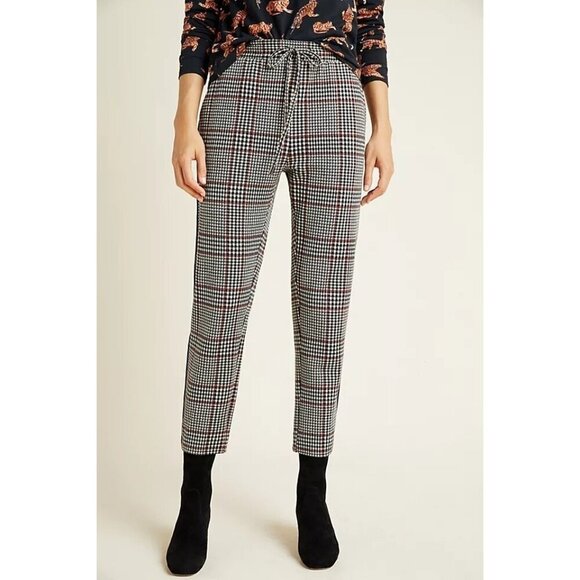 Anthropologie Pants - Anthropologie Plaid Pants Dickens Trousers Size S Pull On Black Red Menswear NEW